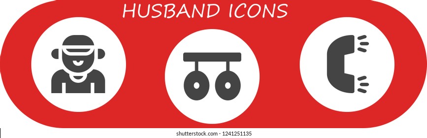 Vector icons pack of 3 filled husband icons. Simple modern icons about  - Boyfriend, Rings, Ring