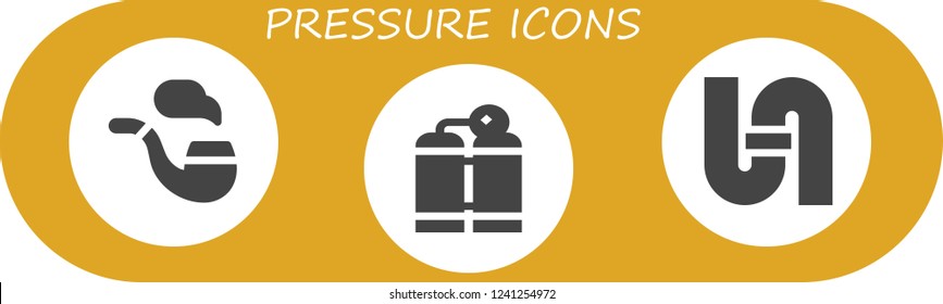 Vector icons pack of 3 filled pressure icons. Simple modern icons about  - Pipe, Oxygen tank