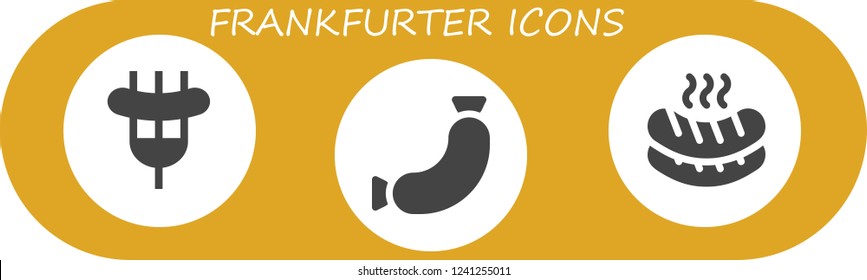 Vector icons pack of 3 filled frankfurter icons. Simple modern icons about  - Sausage