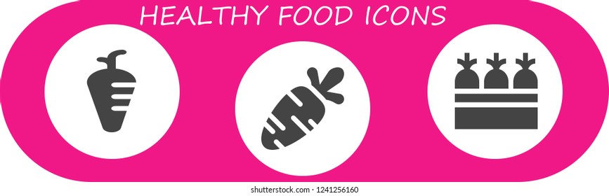 Vector icons pack of 3 filled healthy food icons. Simple modern icons about  - Carrot, Carrots