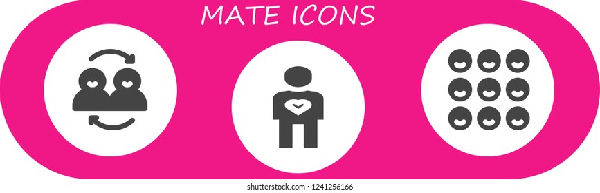 Vector icons pack of 3 filled mate icons. Simple modern icons about  - Friends, Friend