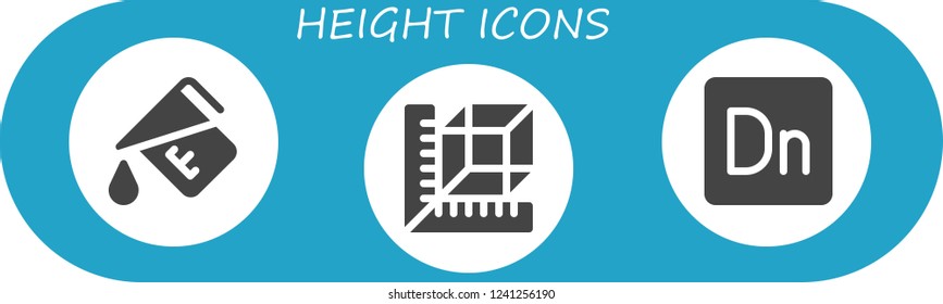 Vector icons pack of 3 filled height icons. Simple modern icons about  - Measure, Dimension