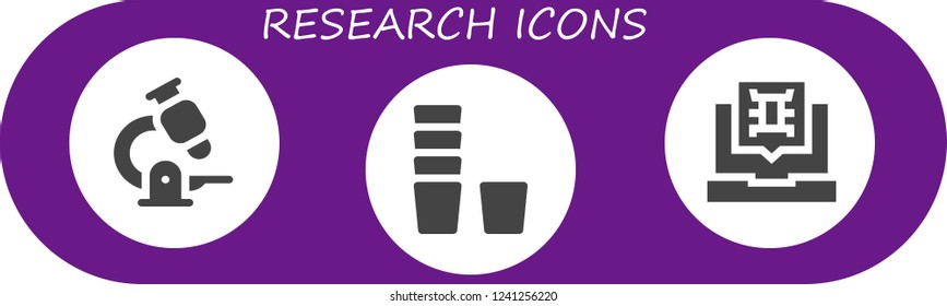 Vector icons pack of 3 filled research icons. Simple modern icons about  - Microscope, Glass, Virus