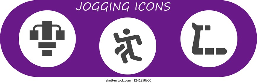Vector icons pack of 3 filled jogging icons. Simple modern icons about  - Gym station, Run, Treadmill