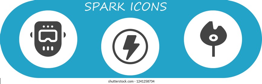 Vector icons pack of 3 filled spark icons. Simple modern icons about  - Welder, Flash, Match