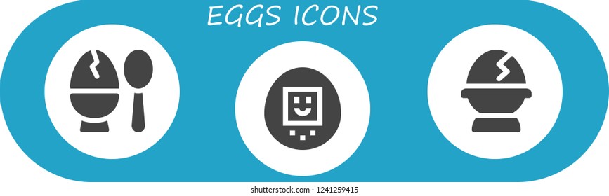 Vector icons pack of 3 filled eggs icons. Simple modern icons about  - Egg, Tamagotchi