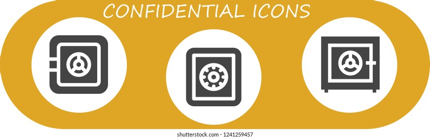 Vector icons pack of 3 filled confidential icons. Simple modern icons about  - Safe box