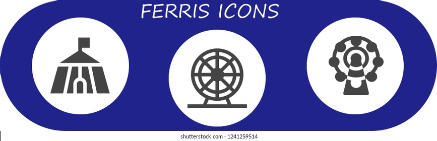 Vector icons pack of 3 filled ferris icons. Simple modern icons about  - Circus, Ferris wheel