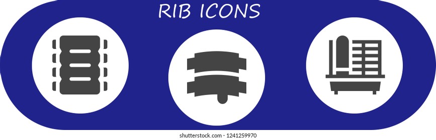 Vector icons pack of 3 filled rib icons. Simple modern icons about  - Ribs, Cage