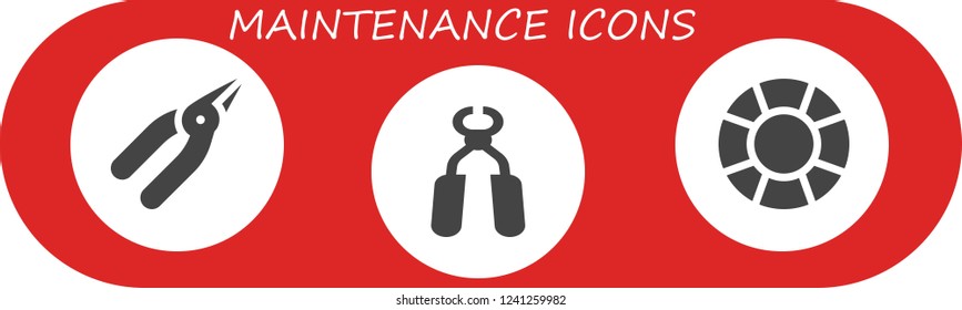 Vector icons pack of 3 filled maintenance icons. Simple modern icons about  - Pliers, Support