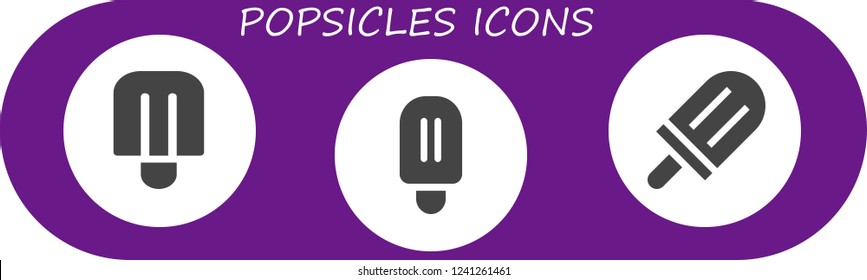 Vector icons pack of 3 filled popsicles icons. Simple modern icons about  - Popsicle
