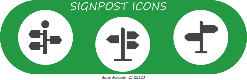 Vector icons pack of 3 filled signpost icons. Simple modern icons about  - Signpost, Road sign