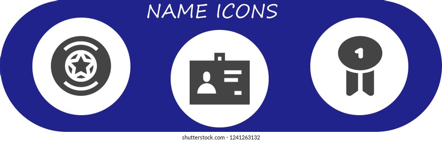 Vector icons pack of 3 filled name icons. Simple modern icons about  - Badge, ID