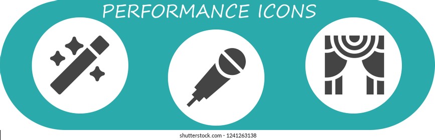 Vector icons pack of 3 filled performance icons. Simple modern icons about  - Wand, Karaoke, Theater