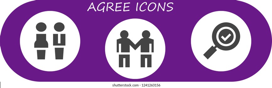 Vector icons pack of 3 filled agree icons. Simple modern icons about  - Partners, Deal, Check mark