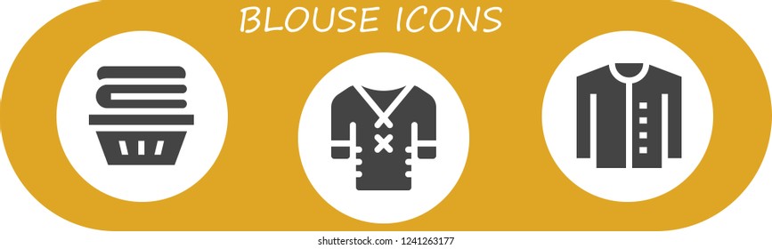 Vector icons pack of 3 filled blouse icons. Simple modern icons about  - Clothes, Cardigan