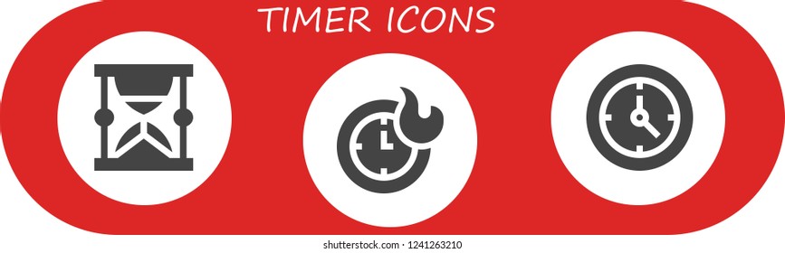 Vector icons pack of 3 filled timer icons. Simple modern icons about  - Hourglass, Clocks, Clock