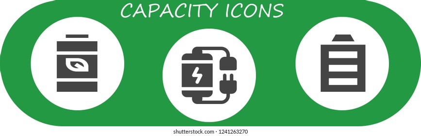 Vector icons pack of 3 filled capacity icons. Simple modern icons about  - Battery, Full battery