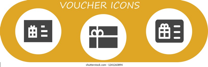 Vector icons pack of 3 filled voucher icons. Simple modern icons about  - Gift card