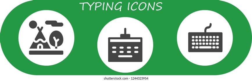 Vector icons pack of 3 filled typing icons. Simple modern icons about  - Tipi, Keyboard