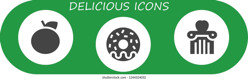 Vector icons pack of 3 filled delicious icons. Simple modern icons about  - Orange, Donut, Apple