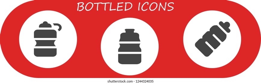 Vector icons pack of 3 filled bottled icons. Simple modern icons about  - Bottle, Plastic bottle