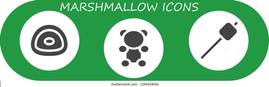 Vector icons pack of 3 filled marshmallow icons. Simple modern icons about  - Gummy, Gummy bear, Marshmallow