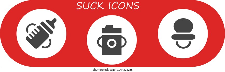 Vector icons pack of 3 filled suck icons. Simple modern icons about  - Feeding bottle, Dummy