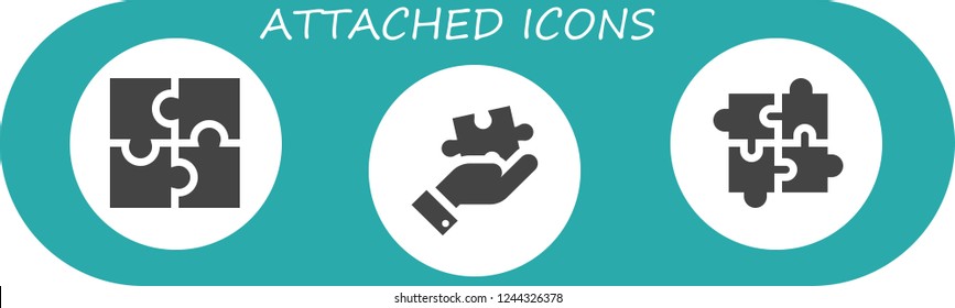 Vector icons pack of 3 filled attached icons. Simple modern icons about  - Puzzle