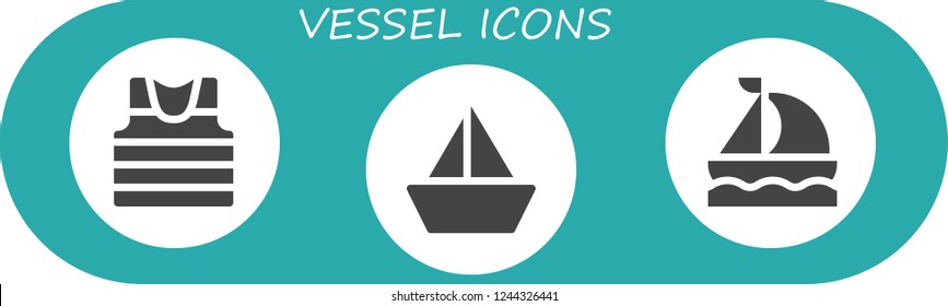 Vector icons pack of 3 filled vessel icons. Simple modern icons about  - Sailor, Sailboat
