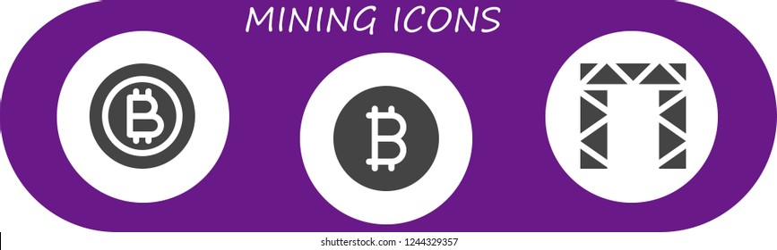 Vector icons pack of 3 filled mining icons. Simple modern icons about  - Bitcoin, Rigging
