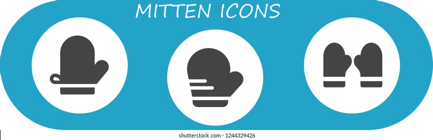 Vector icons pack of 3 filled mitten icons. Simple modern icons about  - Mitten