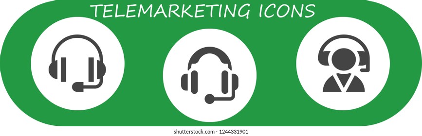 Vector icons pack of 3 filled telemarketing icons. Simple modern icons about  - Support, Headset, Customer service
