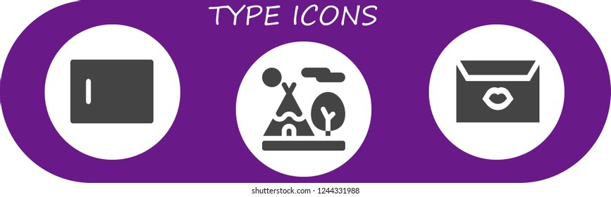 Vector icons pack of 3 filled type icons. Simple modern icons about  - Type, Tipi, Letter