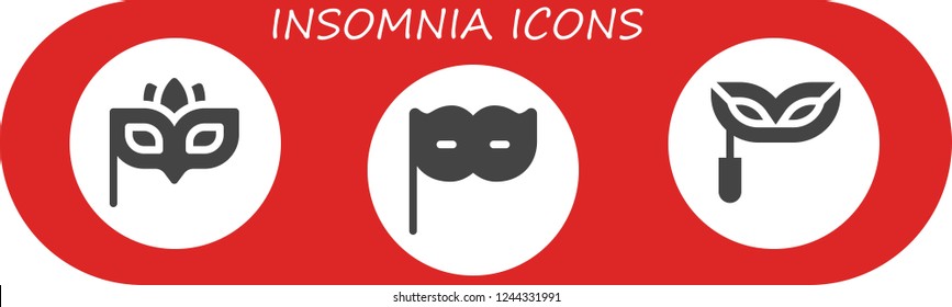 Vector icons pack of 3 filled insomnia icons. Simple modern icons about  - Eye mask