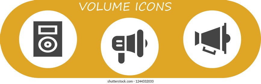 Vector icons pack of 3 filled volume icons. Simple modern icons about  - Music player, Megaphone, Speaker