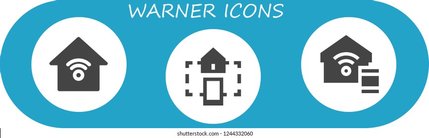 Vector icons pack of 3 filled warner icons. Simple modern icons about  - Smart house, Smart home