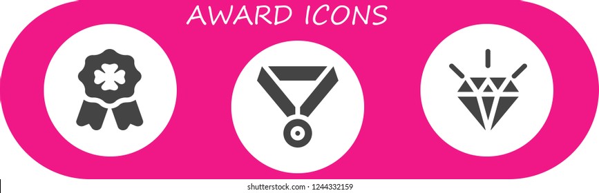Vector icons pack of 3 filled award icons. Simple modern icons about  - Badge, Medal, Quality