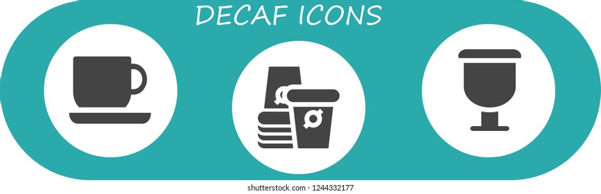 Vector icons pack of 3 filled decaf icons. Simple modern icons about  - Coffee cup, Paper cup, Cup