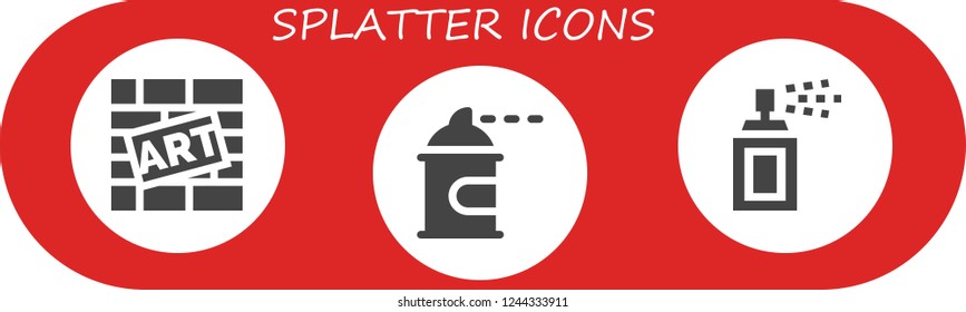 Vector icons pack of 3 filled splatter icons. Simple modern icons about  - Graffiti, Spray paint