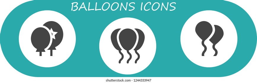 Vector icons pack of 3 filled balloons icons. Simple modern icons about  - Balloons, Balloon