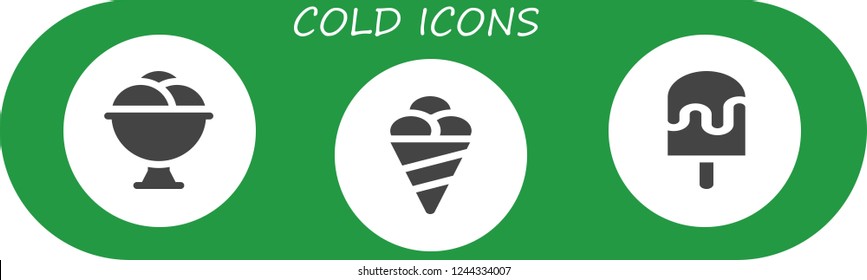 Vector icons pack of 3 filled cold icons. Simple modern icons about  - Ice cream