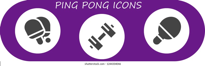 Vector icons pack of 3 filled ping pong icons. Simple modern icons about  - Table tennis, Sport