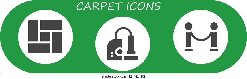 Vector icons pack of 3 filled carpet icons. Simple modern icons about  - Floor, Vacuum, Velvet