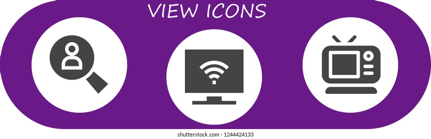 Vector icons pack of 3 filled view icons. Simple modern icons about  - Search, Television, Tv