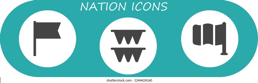 Vector icons pack of 3 filled nation icons. Simple modern icons about  - Flag, Flags