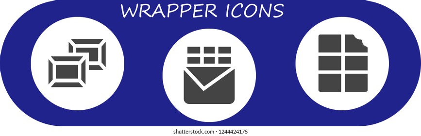 Vector icons pack of 3 filled wrapper icons. Simple modern icons about  - Chocolate, Chocolate bar