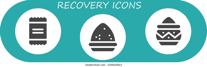 Vector icons pack of 3 filled recovery icons. Simple modern icons about  - Powder