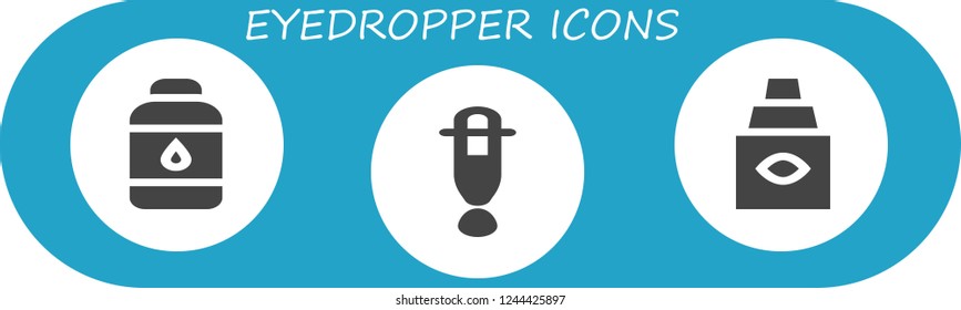 Vector icons pack of 3 filled eyedropper icons. Simple modern icons about  - Contact lens, Dropper, Eye dropper