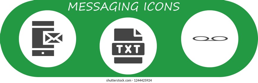 Vector icons pack of 3 filled messaging icons. Simple modern icons about  - Message, Text, Voice message